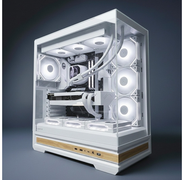 Корпус для ПК Bubalus Forest Language аквариум, белый