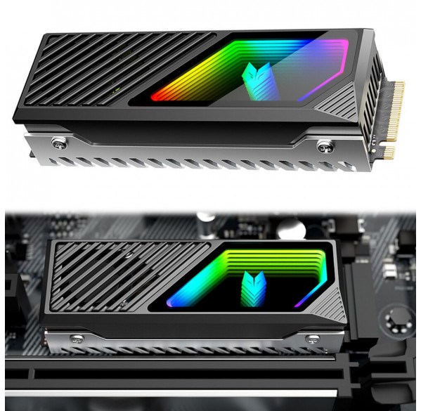Радиатор для SSD M.2 NVMe AOSOR CM-M2F с 3D ARGB подсветкой, чёрный
