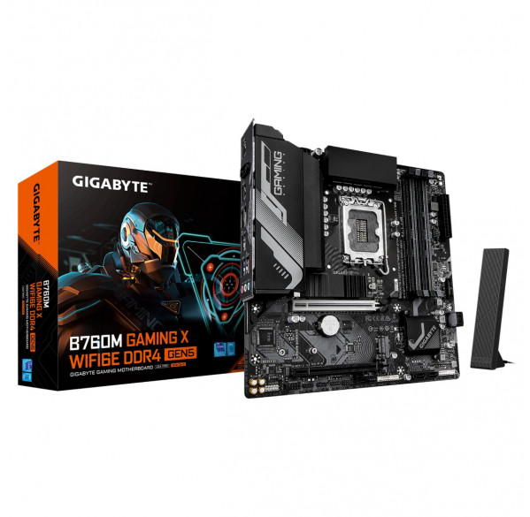 Материнская плата (12-13-14 GEN) B760M Gigabyte Gaming X AX WIFI, DDR4