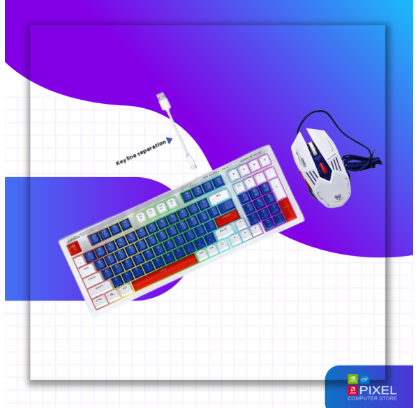 Клавиатура и мышь проводное T-Wolf TF610 LED WHITE